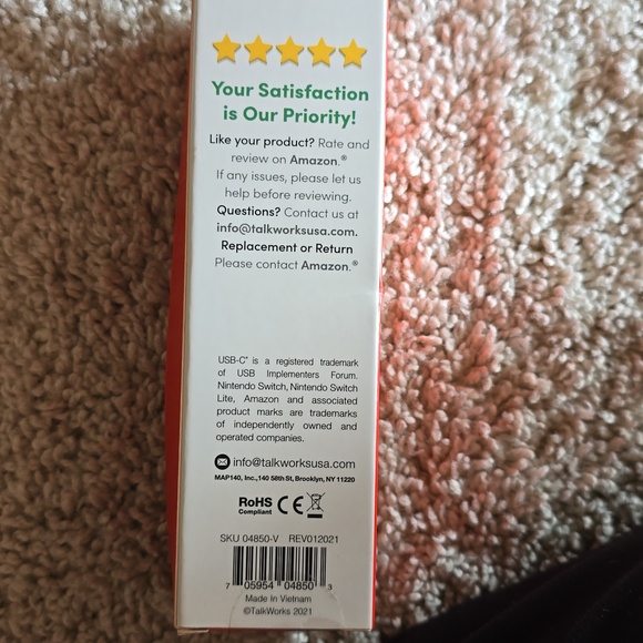 NEW Talk Works 6ft USB-C Connector for Nintendo Switch and Switch Lite - Picture 3 of 4